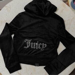 Juicy Couture Bling Liquorice Velour Rhinestone Tracksuit Jacket Size Small